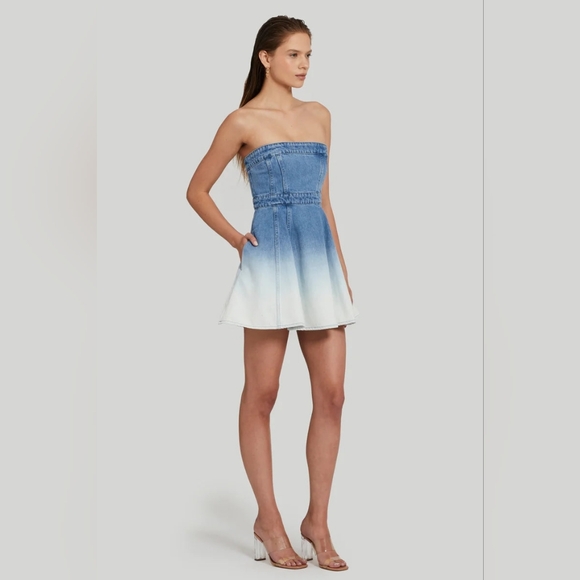 Amanda Uprichard Dresses & Skirts - NWT BEST SELLING Amanda Uprichard Meryl Denim Mini in Blue & White Size Small